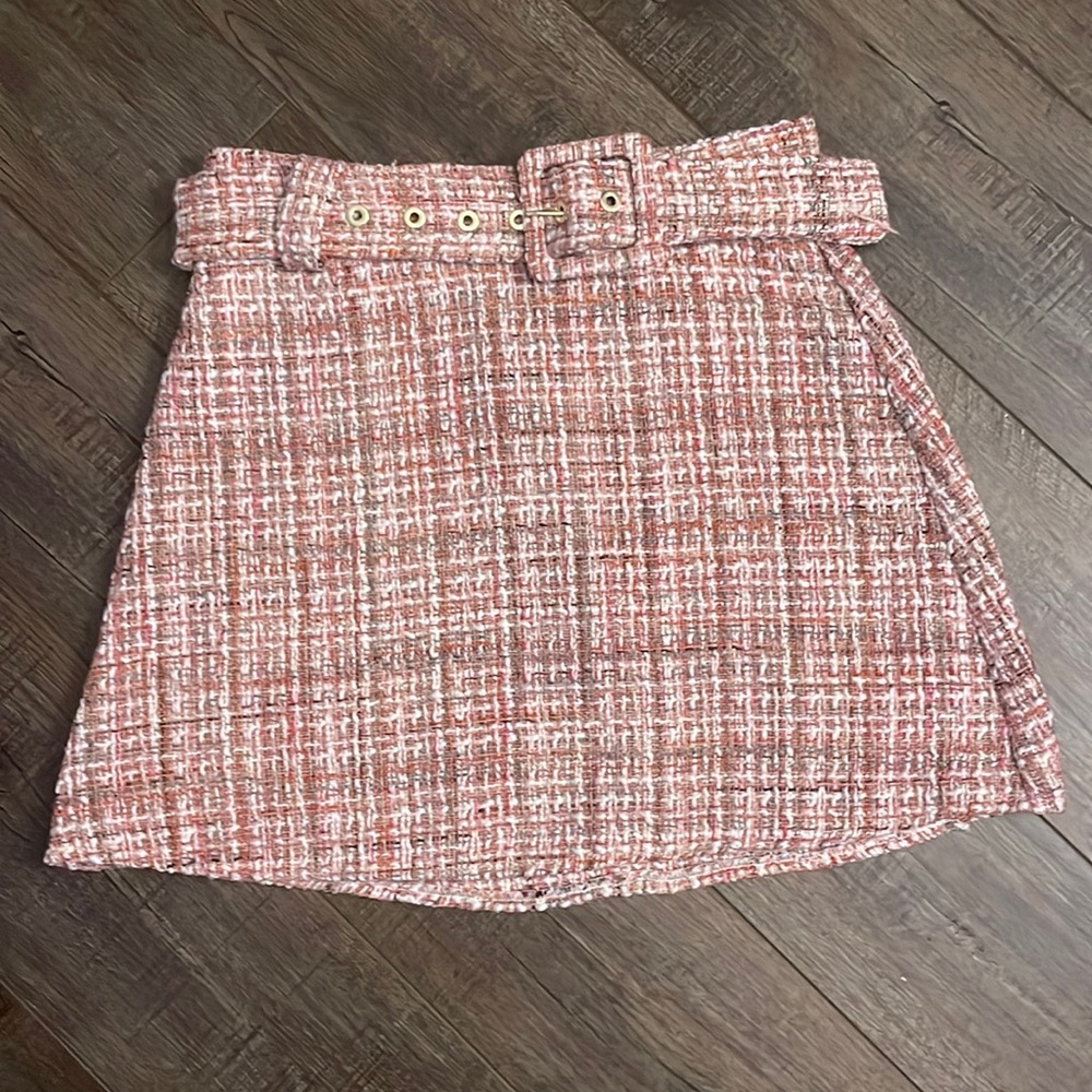 Zara mini skirt with belt – knitted/tweed